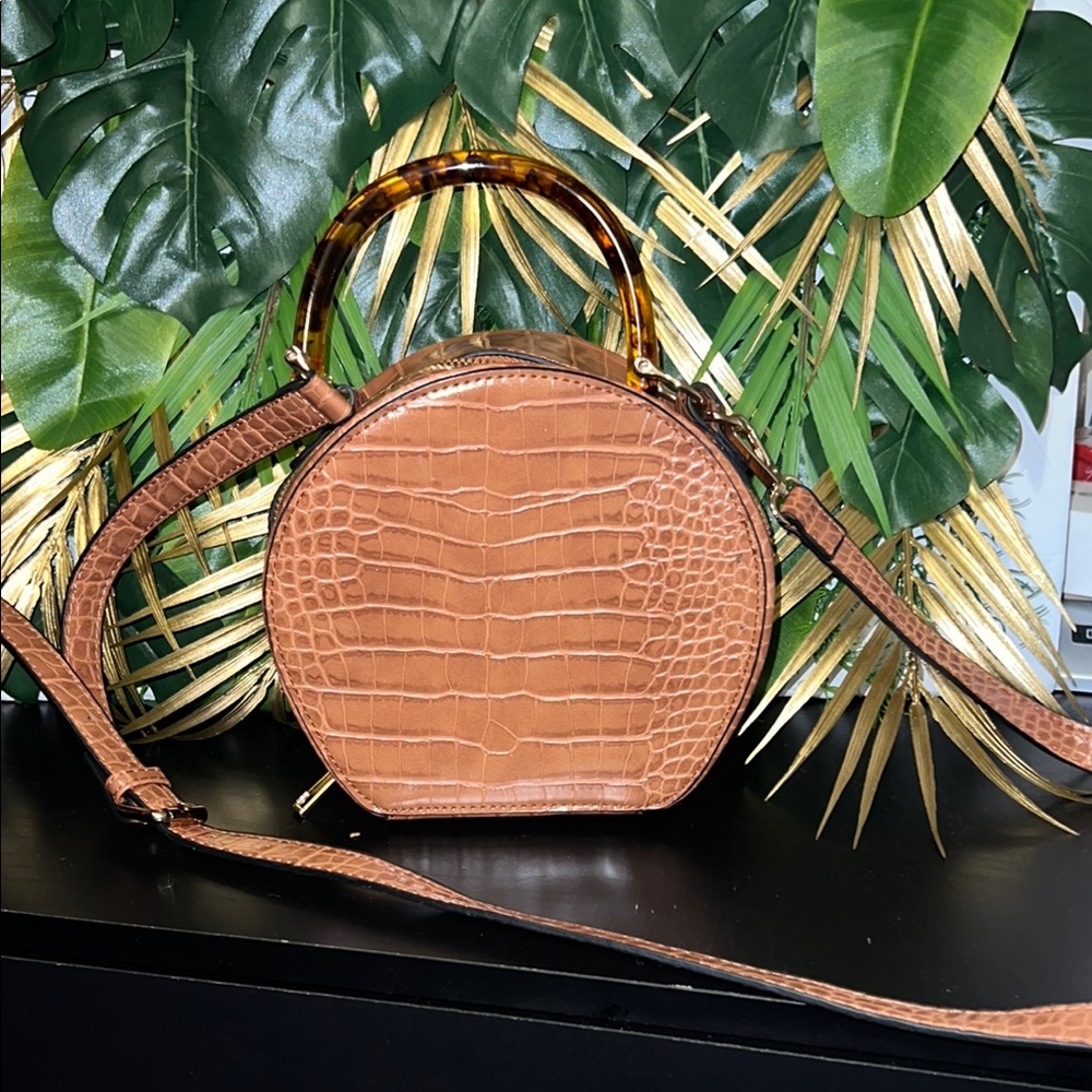 Brown Croc-Embossed Women's Bag